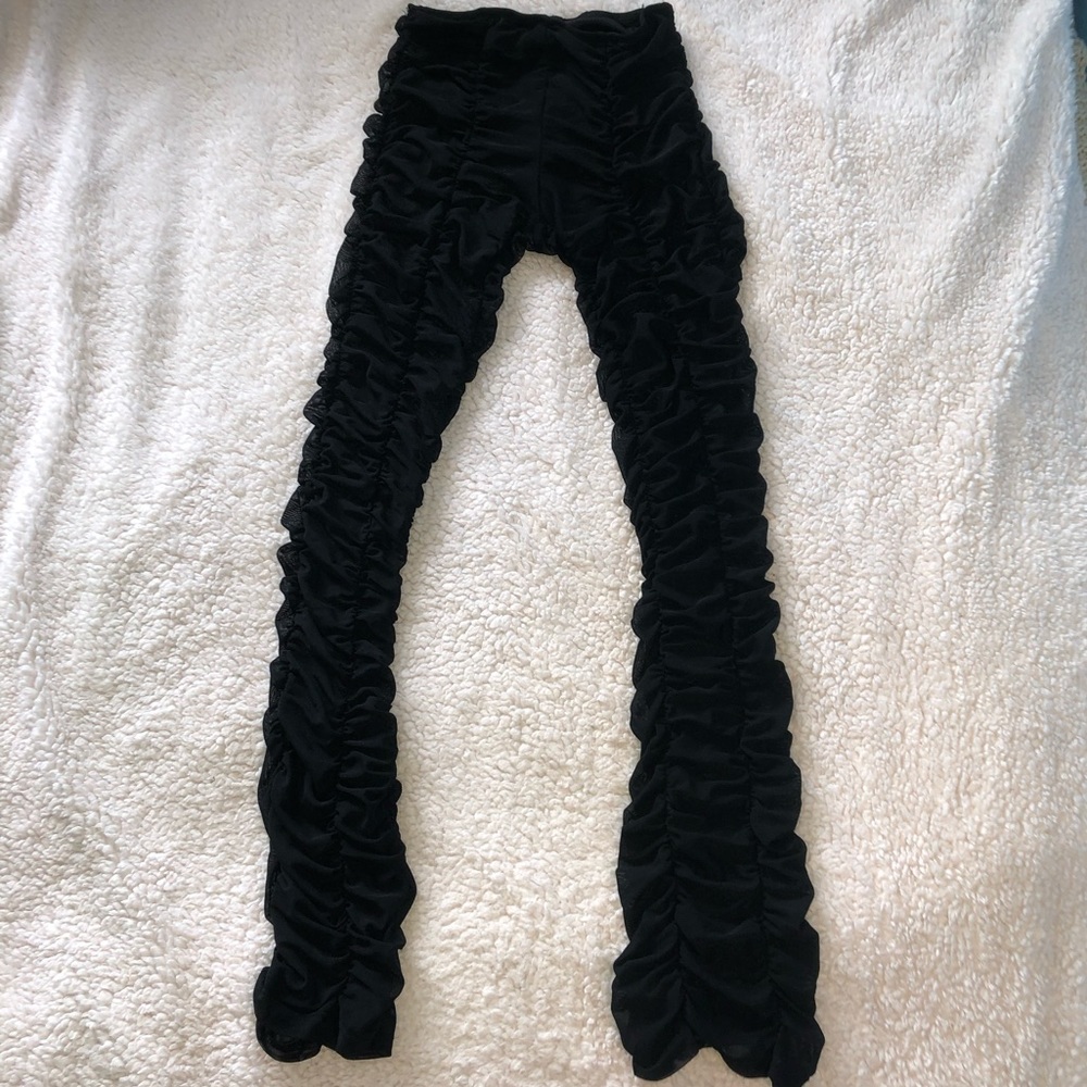 Mesh runched low rise pants/leggings